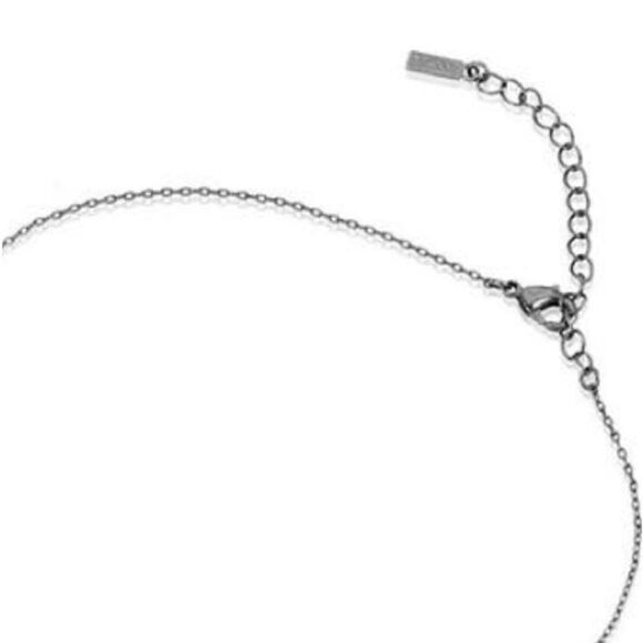 Sterling Silver Pave Diamond Crescent Moon Pendant Necklace - Picture 4 of 4
